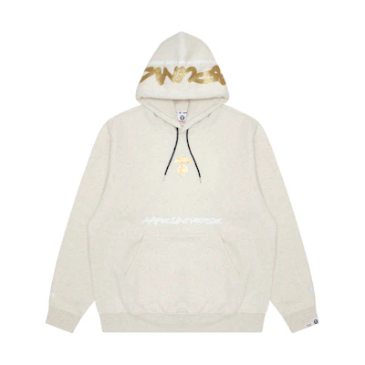 AAPE FW23 Gold Print Logo Ape Loose Fit Hoodie Pullover Sweatshirt AAPSWMA329XAL