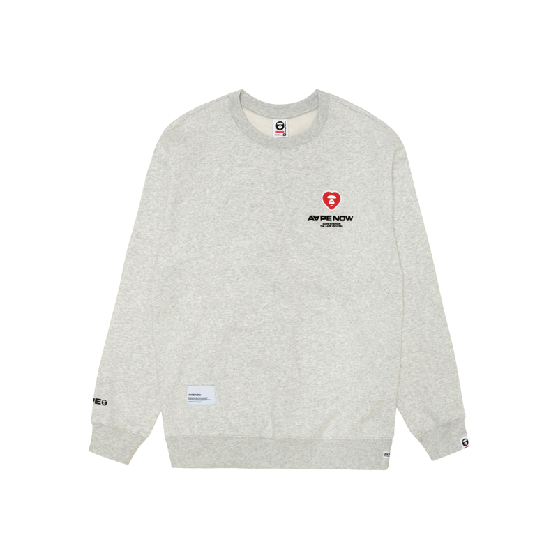 AAPE FW23 Heart Logo Crewneck Pullover Sweatshirt White AAPSWMA308XAL