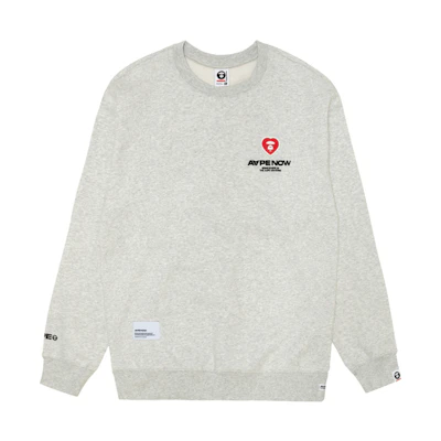 AAPE FW23 Heart Logo Crewneck Pullover Sweatshirt White AAPSWMA308XAL