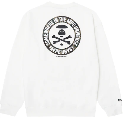 AAPE FW23 Loose Fit Crewneck Sweatshirt with Ape Logo and Letter Print AAPSWMA324XXL Shop AAPE FW23 Loose Fit Crewneck Sweatshirt with Ape Logo and Letter Print AAPSWMA324XXL