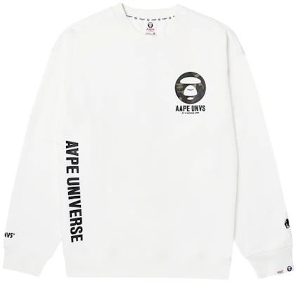 AAPE FW23 Loose Fit Crewneck Sweatshirt with Ape Logo and Letter Print AAPSWMA324XXL Purchase AAPE FW23 Loose Fit Crewneck Sweatshirt with Ape Logo and Letter Print AAPSWMA324XXL
