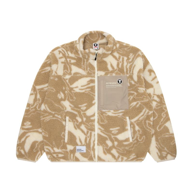 AAPE FW23 Loose Fit Fleece Camo Stand Collar Sweatshirt with Ape Badge AAPSWMA316XXL