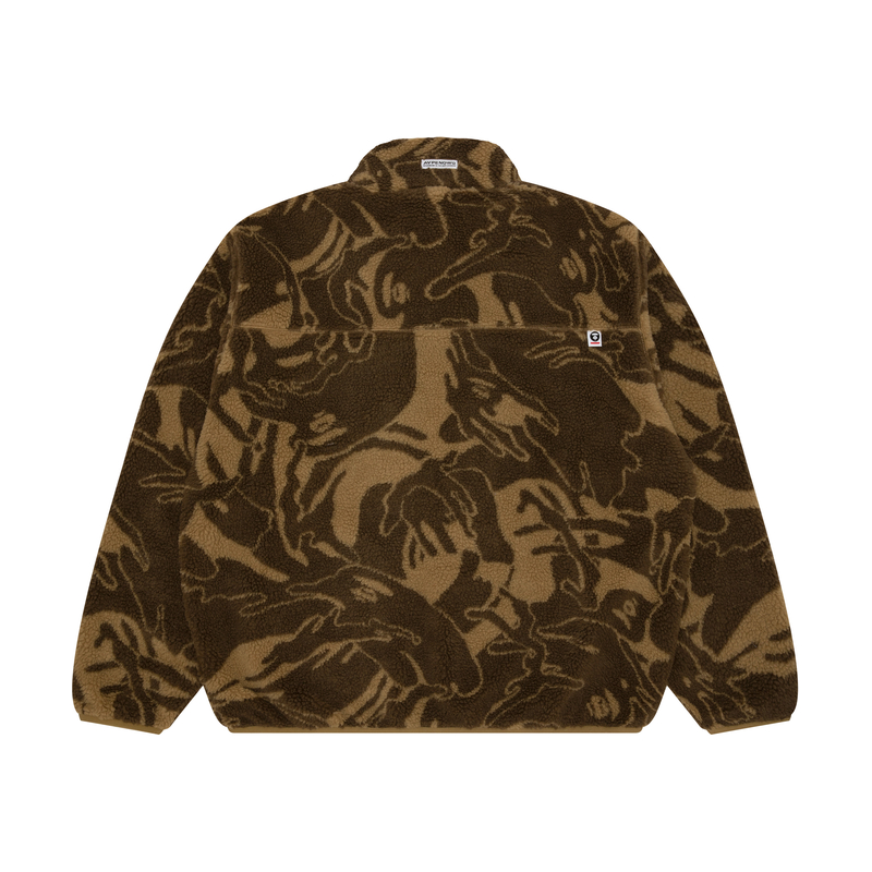 Sizing AAPE FW23 寬鬆迷彩立領猿人徽章抓毛衫 AAPSWMA316XXL