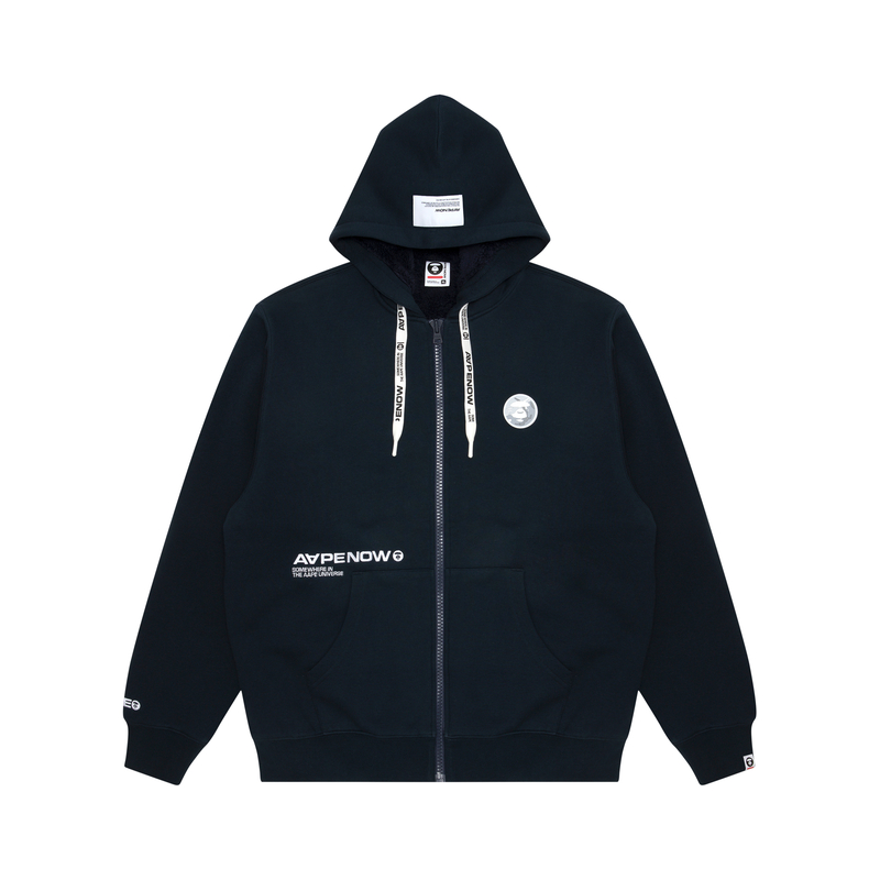 AAPE FW23 Navy Blue Ape Logo Lettering Oversized Hoodie for Men AAPSWMA396XXL