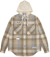 Aape FW23 Plaid Loose Fit Hoodie Shirt with Ape Logo Badge for Men. AAPSTM8467XXL Aape FW23 Plaid Loose Fit Hoodie Shirt with Ape Logo Badge for Men. AAPSTM8467XXL