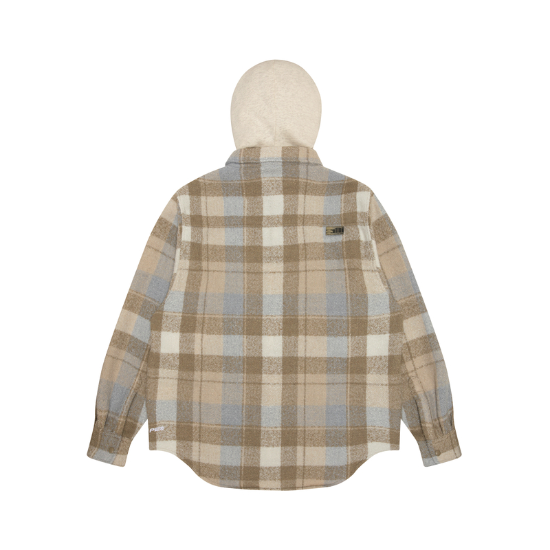 Lookbook Aape FW23 남성용 체크 루즈핏 후디 셔츠 - 원숭이 로고 배지. AAPSTM8467XXL