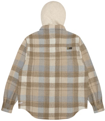 Aape FW23 남성용 체크 루즈핏 후디 셔츠 - 원숭이 로고 배지. AAPSTM8467XXL Lookbook Aape FW23 남성용 체크 루즈핏 후디 셔츠 - 원숭이 로고 배지. AAPSTM8467XXL