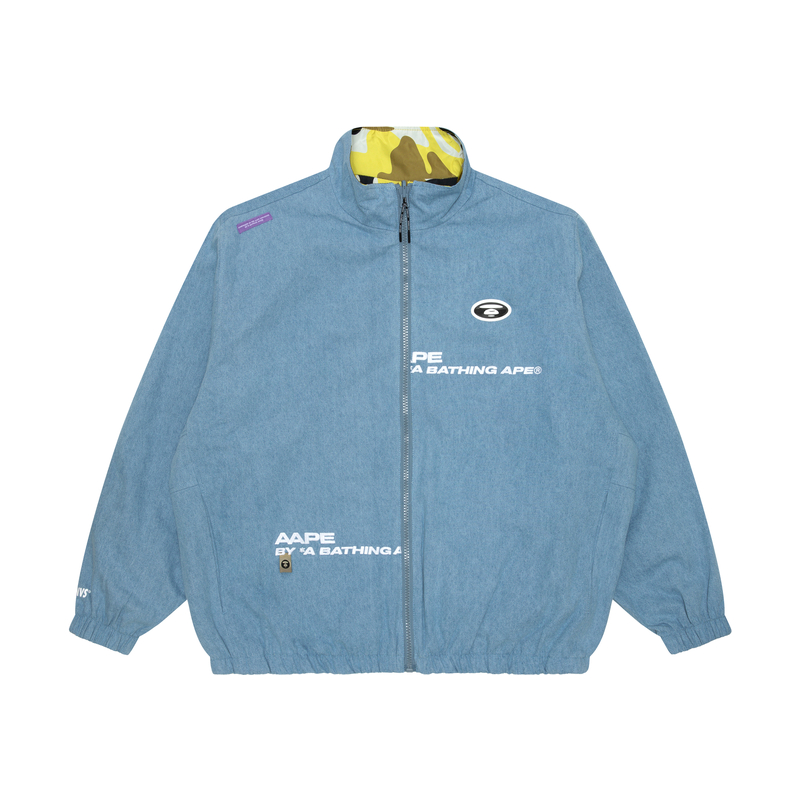 AAPE FW23 Reversible Blue Ape Logo Letter Print Jacket for Men AAPLJM7614XAL