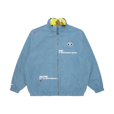AAPE FW23 Reversible Blue Ape Logo Letter Print Jacket for Men AAPLJM7614XAL