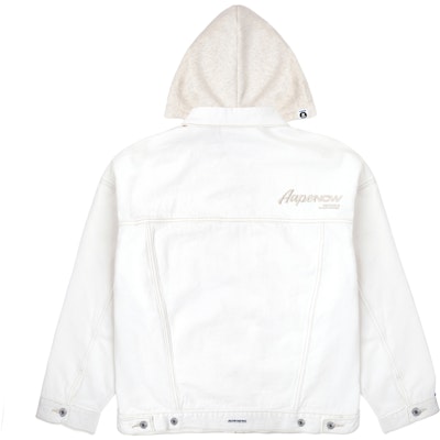 Aape FW23 白色牛仔外套,猿人標誌,字母印花,可拆式連帽 AAPLJM7602XAL Lookbook Aape FW23 白色牛仔外套,猿人標誌,字母印花,可拆式連帽 AAPLJM7602XAL