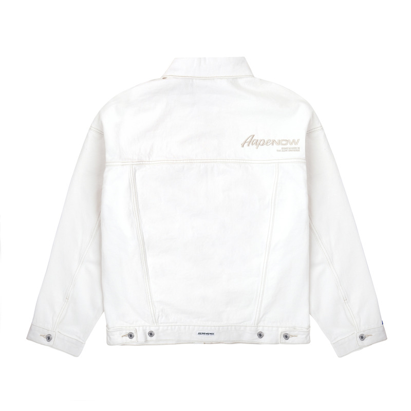 Purchase Aape 2023秋冬白色牛仔夹克 猿人标志 字母印花 可拆卸帽子 AAPLJM7602XAL