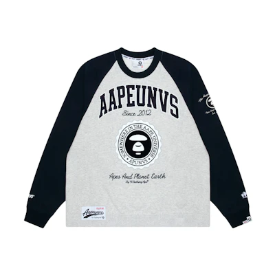 AAPE FW23 White Loose Fit Crewneck Sweatshirt with Ape Graphic Print AAPSWMA348XAL