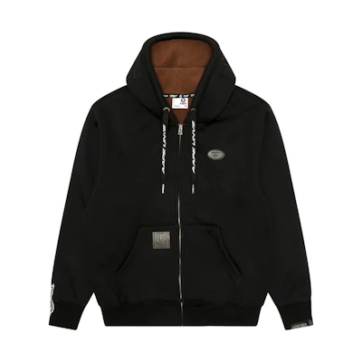 Aape FW24 Black Hoodie Jacket with Badge Design - Versatile and Stylish. AAPSWMB346XXN