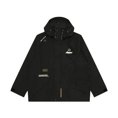 Aape FW24 Black Solid Hoodie Jacket with Logo Print. AAPLJM7694XXN