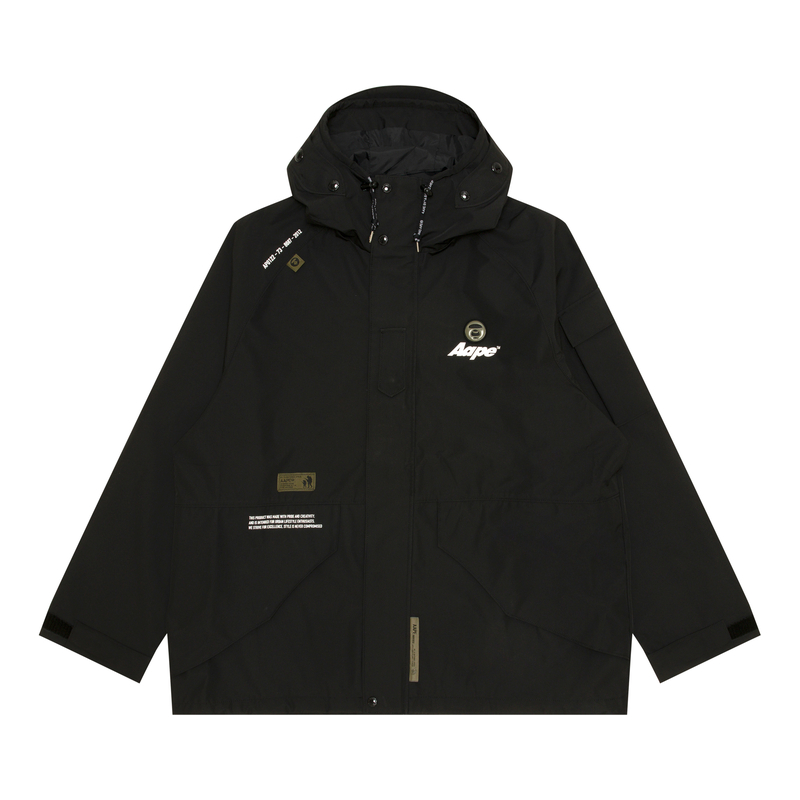 Order Aape FW24 블랙 로고 프린트 솔리드 후디 재킷. AAPLJM7694XXN
