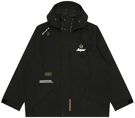 Aape FW24 블랙 로고 프린트 솔리드 후디 재킷. AAPLJM7694XXN Order Aape FW24 블랙 로고 프린트 솔리드 후디 재킷. AAPLJM7694XXN