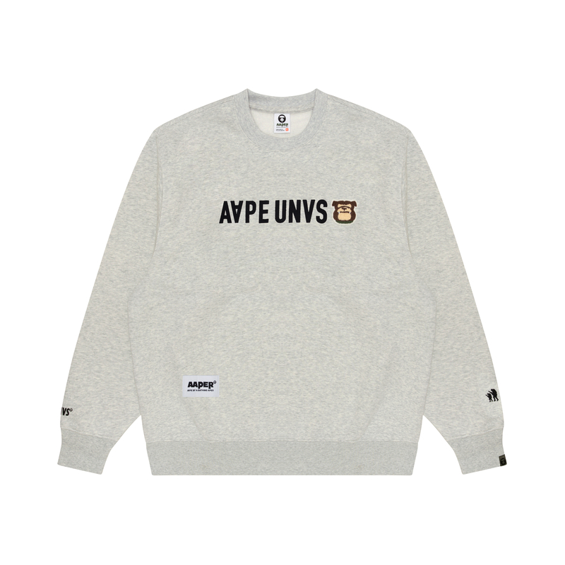 Aape FW24  Crewneck Casual Loose Fit Long Sleeve Sweatshirt Grey AAPSWMB379XAN