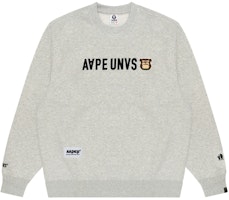 Aape FW24 Crewneck Casual Loose Fit Long Sleeve Sweatshirt Grey AAPSWMB379XAN Aape FW24 Crewneck Casual Loose Fit Long Sleeve Sweatshirt Grey AAPSWMB379XAN