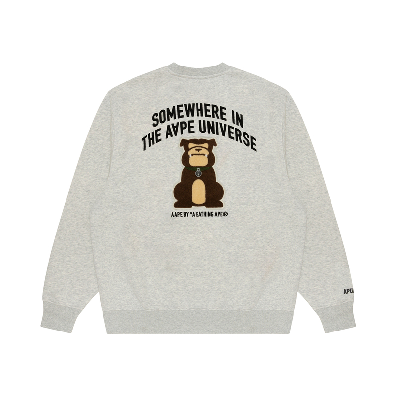 Lookbook 아페 FW24 크루넥 캐주얼 루즈핏 긴팔 스웨트셔츠 그레이 AAPSWMB379XAN