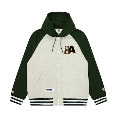 Aape FW24 Green Loose Fit Casual Hoodie Long Sleeve Jacket. AAPSWMB382XAN