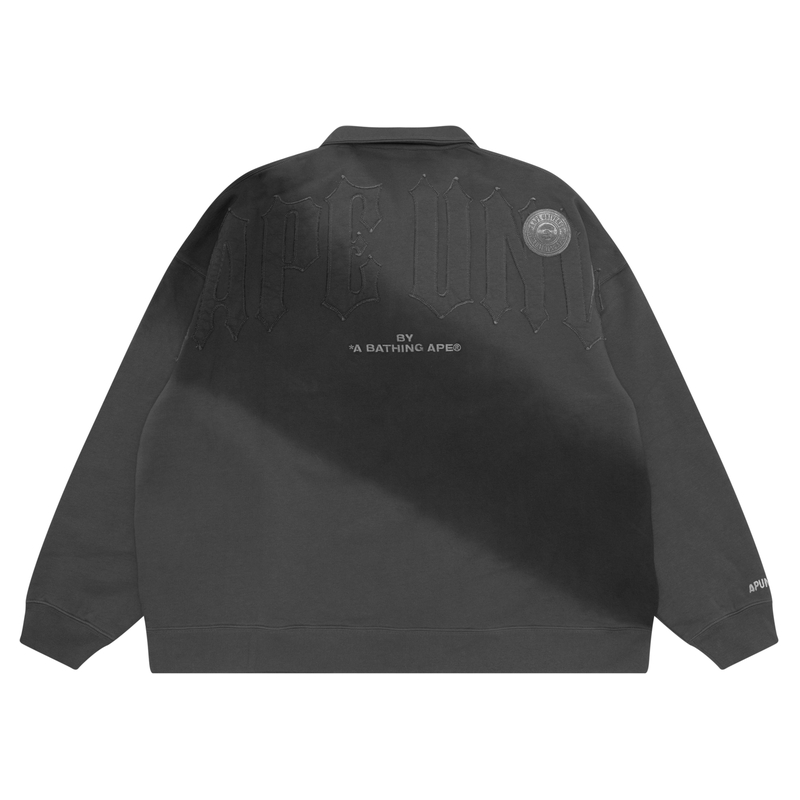 Lookbook 에이프 FW24 레터 자수 반집업 캐주얼 스웻셔츠. AAPSWMA354NXL