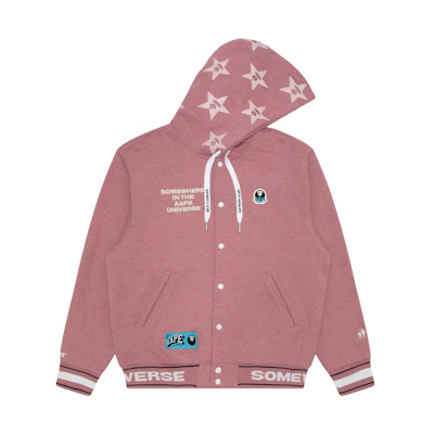 Aape FW24 Pink Star Ape Face Hoodie Sweatshirt. AAPSWMB347XBN