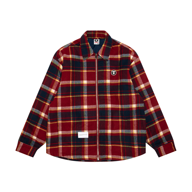 Aape FW24  Plaid Collar Jacket with Ape Face Badge. AAPJKM7659XXN