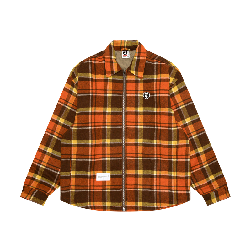 Order Aape FW24 체크 칼라 재킷 에이프 페이스 배지. AAPJKM7659XXN