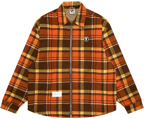 Aape FW24 체크 칼라 재킷 에이프 페이스 배지. AAPJKM7659XXN Order Aape FW24 체크 칼라 재킷 에이프 페이스 배지. AAPJKM7659XXN