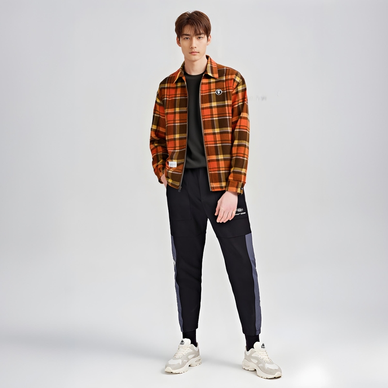 Shop Aape FW24 체크 칼라 재킷 에이프 페이스 배지. AAPJKM7659XXN