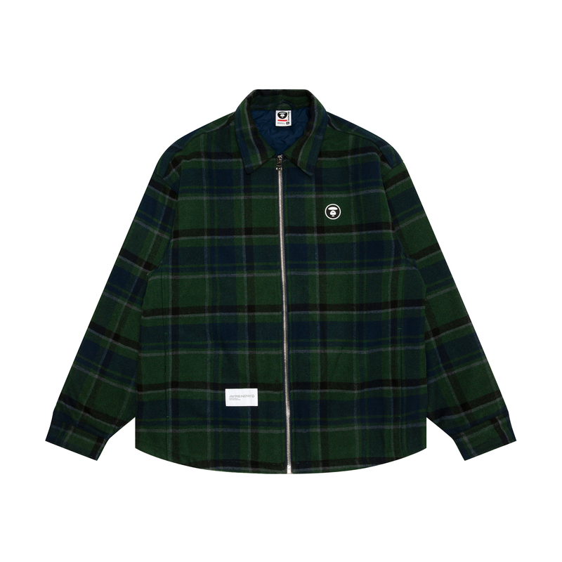 Sizing Aape FW24 체크 칼라 재킷 에이프 페이스 배지. AAPJKM7659XXN