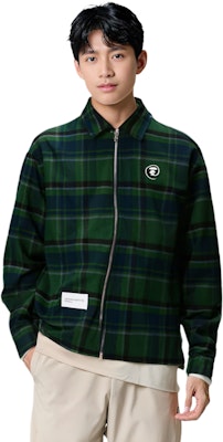 Aape FW24 체크 칼라 재킷 에이프 페이스 배지. AAPJKM7659XXN 1