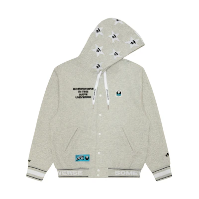 Aape FW24 White Hoodie with Letter Embroidery. AAPSWMB347XAN