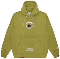 AAPE FW24 Ape Army Logo Graphic Hoodie Yellow Green AAPSWMB378XBN AAPE FW24 Ape Army Logo Graphic Hoodie Yellow Green AAPSWMB378XBN