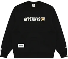 AAPE FW24 Ape Crewneck Casual Pullover Sweatshirt Black AAPSWMB379XXN AAPE FW24 Ape Crewneck Casual Pullover Sweatshirt Black AAPSWMB379XXN
