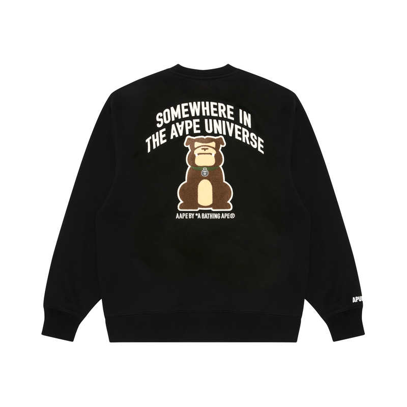 Lookbook AAPE FW24 Ape Crewneck Casual Pullover Sweatshirt Black AAPSWMB379XXN