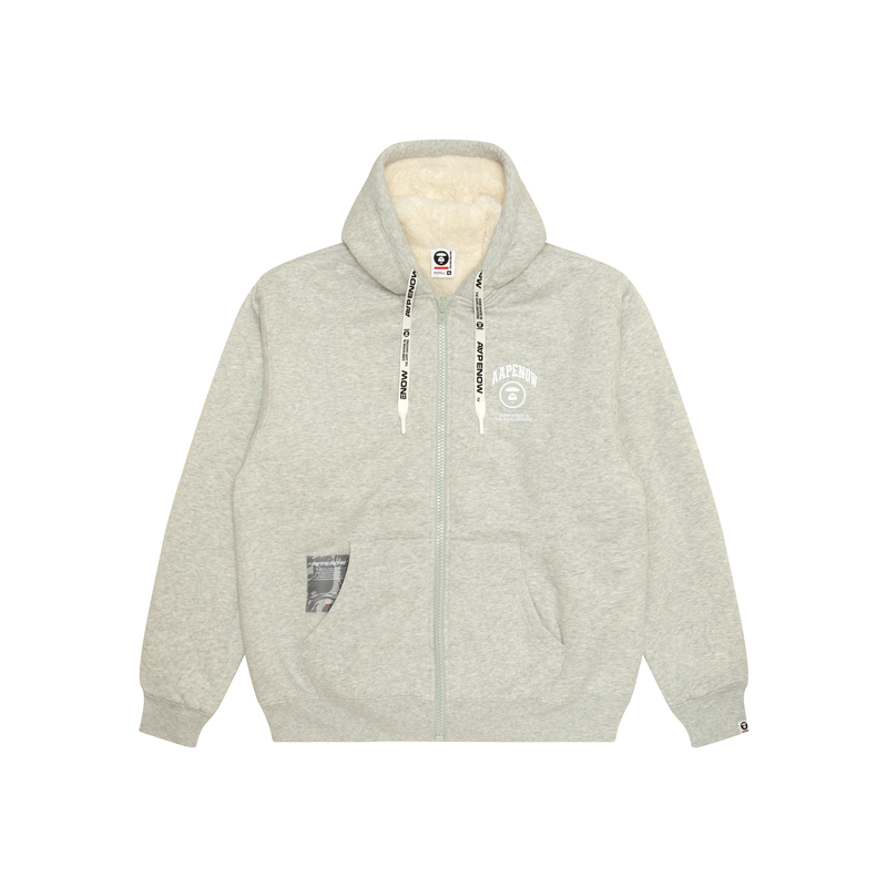 Aape FW24 Ape Face Badge Hoodie Jacket  Casual White Grey AAPSWMB332XAN 圖 2