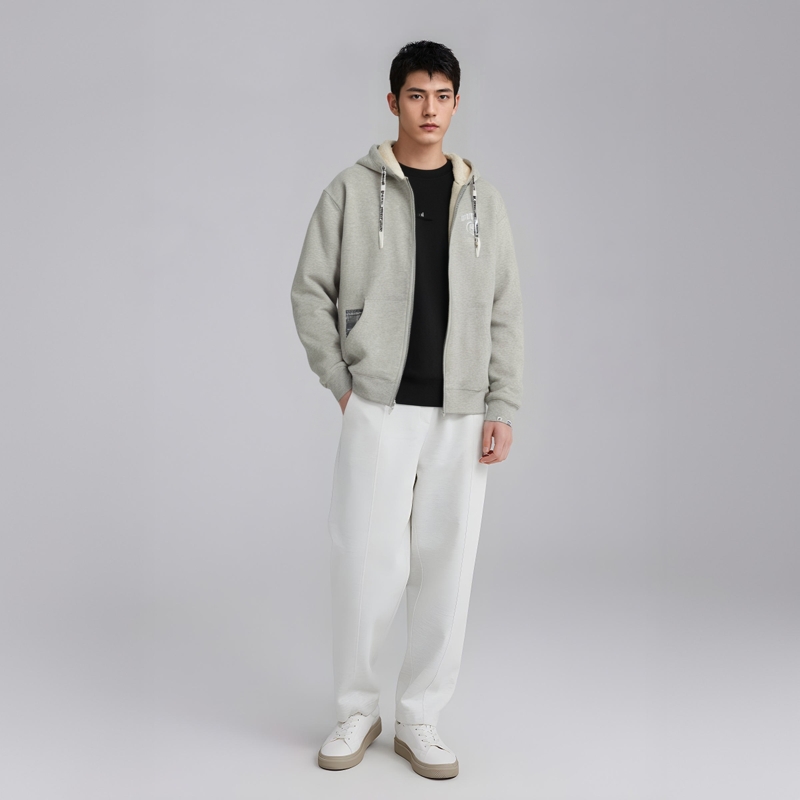 Aape FW24 Ape Face Badge Hoodie Jacket  Casual White Grey AAPSWMB332XAN 圖 4