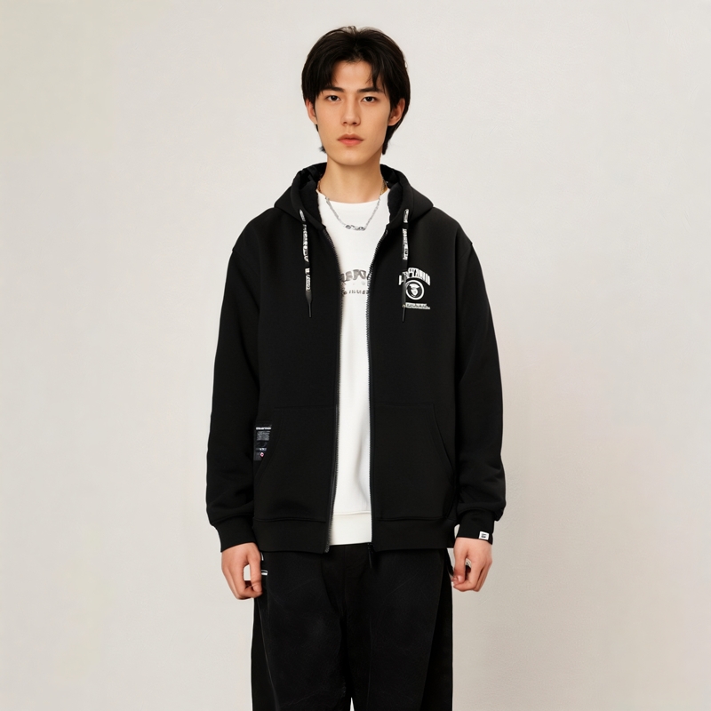 AAPE FW24 Ape Face Badge Zip Hoodie Jacket Black . AAPSWMB332XXN 圖 4