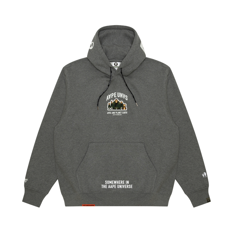 AAPE FW24 Ape Graphic Print Hoodie Grey AAPSWMB378XAN