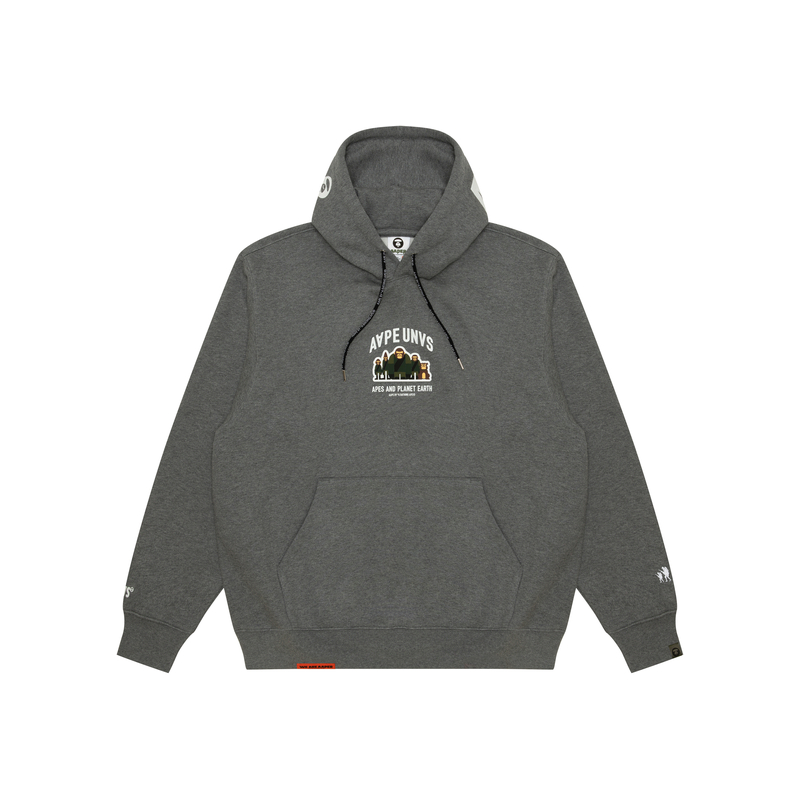 Order AAPE FW24 Ape Graphic Print Hoodie Grey AAPSWMB378XAN