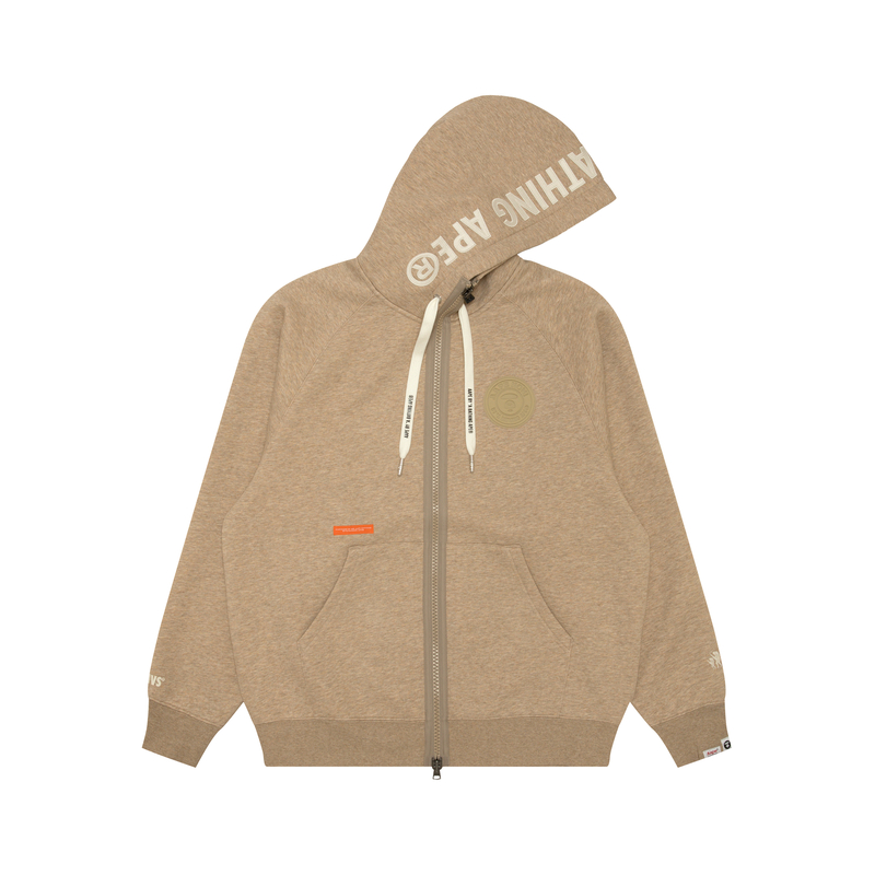 AAPE FW24 Ape Head Badge Zip-Up Hoodie Brown Casual Fleece Jacket AAPSWMC317XAN