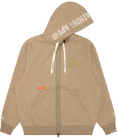 AAPE FW24 Ape Head Badge Zip-Up Hoodie Brown Casual Fleece Jacket AAPSWMC317XAN AAPE FW24 Ape Head Badge Zip-Up Hoodie Brown Casual Fleece Jacket AAPSWMC317XAN