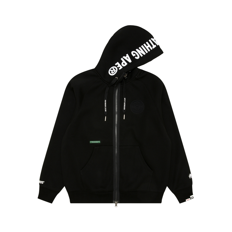 AAPE FW24 Ape Logo Patch Hoodie Jacket Black AAPSWMC317XXN