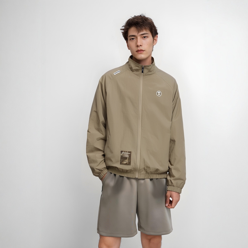 Shop 아페 FW24 로고 패치 남성 레글런 소매 집업 자켓 AAPLJM7663XXN