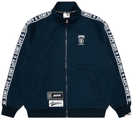 Aape FW24 猿人標誌拼接海軍藍運動外套 街頭時尚潮流款式 AAPSWMB349XXN Buy Aape FW24 猿人標誌拼接海軍藍運動外套 街頭時尚潮流款式 AAPSWMB349XXN