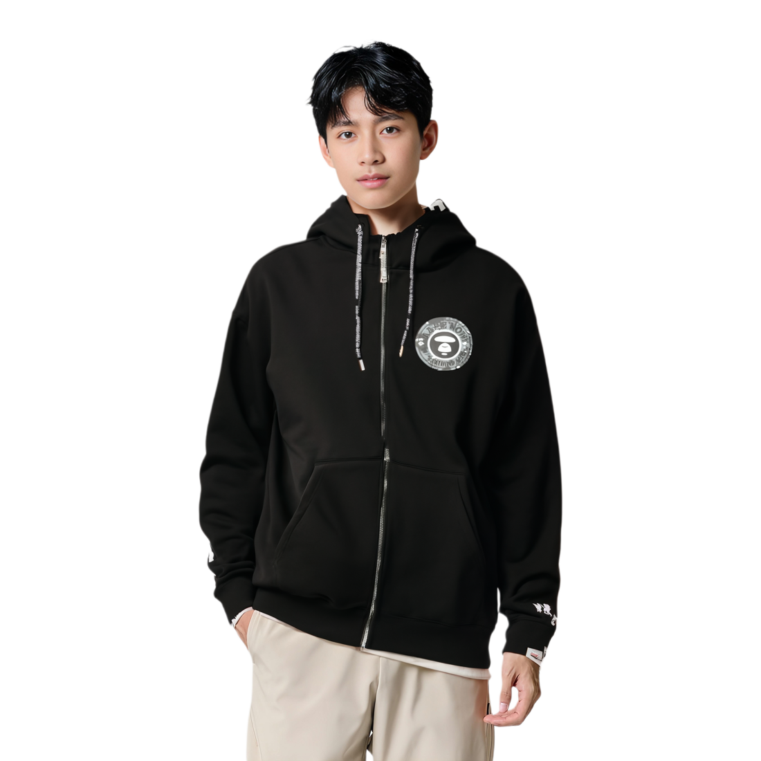 Shop AAPE FW24 Black Badge Loose Fit Long Sleeve Sweatshirt for Men - Stylish & Comfy AAPSWMB345XXN