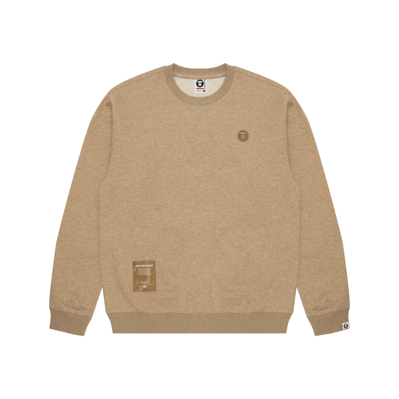 Order AAPE FW24 Brown Crewneck Sweatshirt with Ape Logo and Letter Embroidery AAPSWMB318XAN