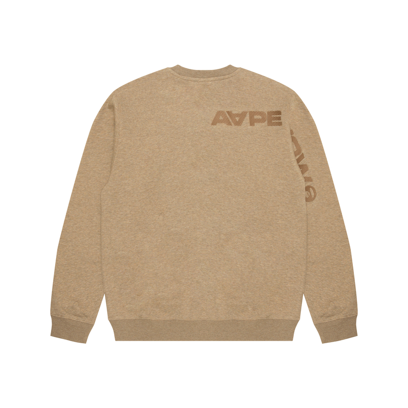 Lookbook AAPE FW24 Brown Crewneck Sweatshirt with Ape Logo and Letter Embroidery AAPSWMB318XAN