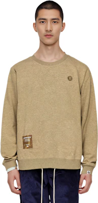 AAPE FW24 Brown Crewneck Sweatshirt with Ape Logo and Letter Embroidery AAPSWMB318XAN Shop AAPE FW24 Brown Crewneck Sweatshirt with Ape Logo and Letter Embroidery AAPSWMB318XAN